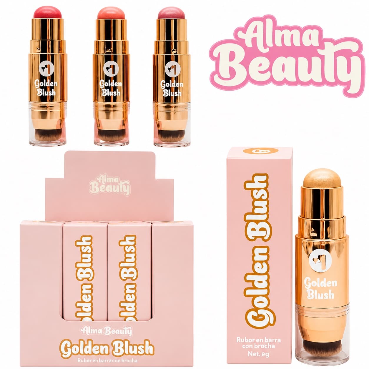 Rubor En Barra Con Aplicador x4 Alma Beauty